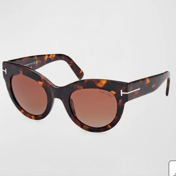 Tom Ford Lucille Cat Eye Sunglasses Dark Havanah Bordeaux Luxury Designer #106 - Picture 6 of 17